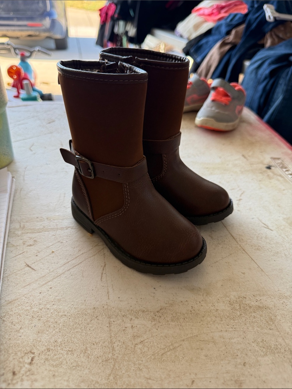 Carter's Dark Brown Kids Pull-On Buckle Boots